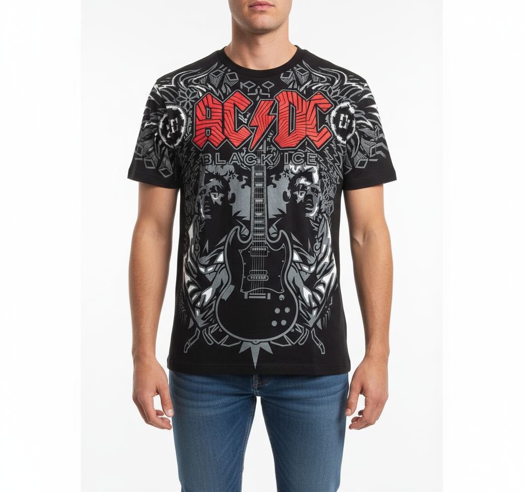 Rebelchords AC DC Black Ice Tour 2008 Short Sleeves Graphic Tee