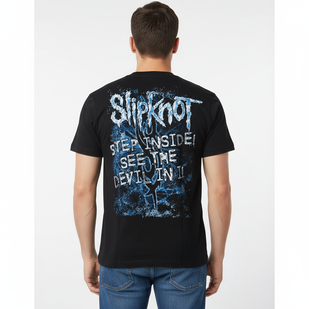 Rebelchords Slipknot Step inside see the devil Short Sleeves T-Shirt Black