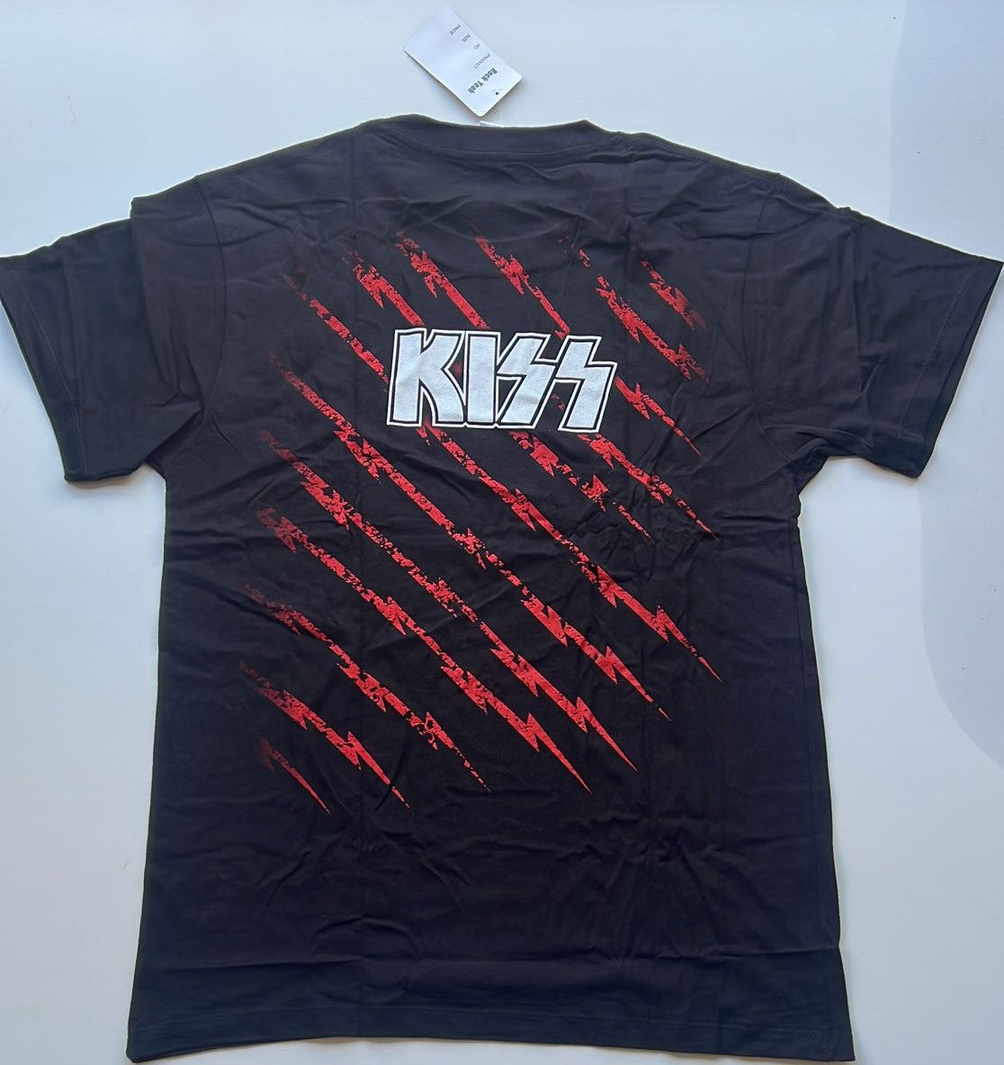 Black Kiss 1973 New York band shirt with red claw mark design and white logo on back