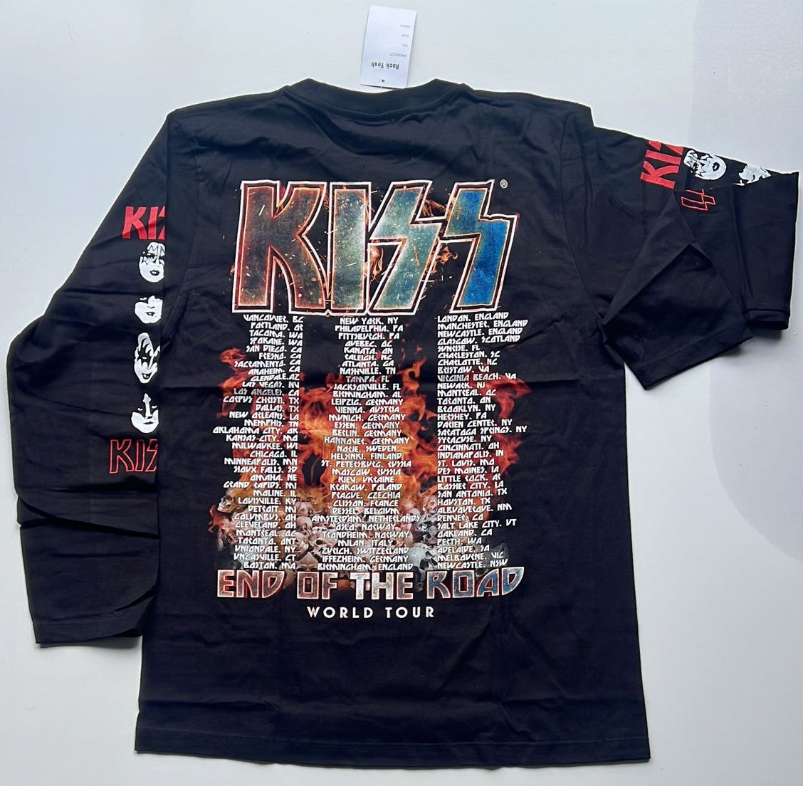 Black Kiss End of the Road tour shirt with flames and tour dates graphic on the back by Rebelchords