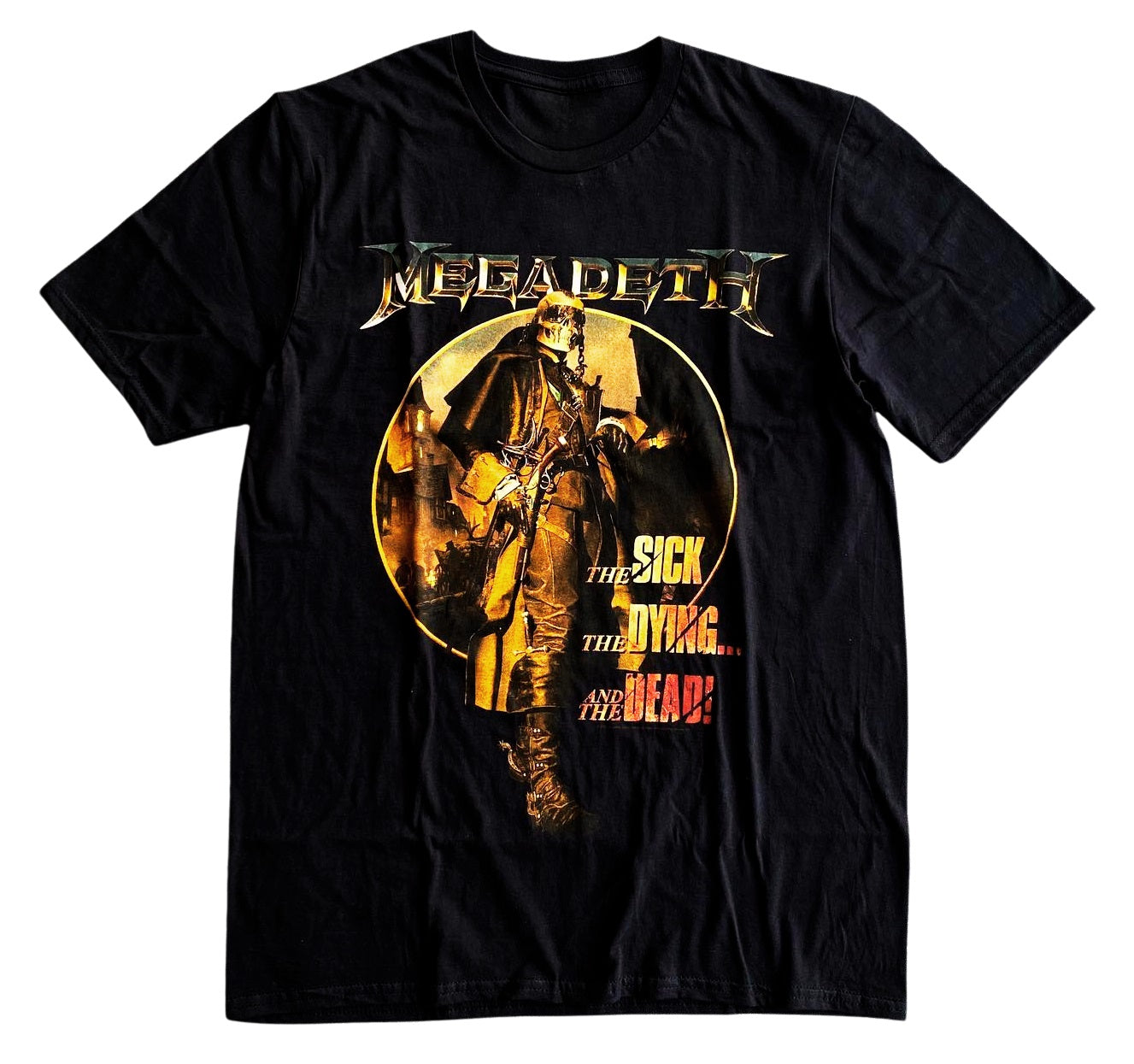 Megadeth Sick Dying Dead shirt featuring bold graphic design on black fabric for fans
