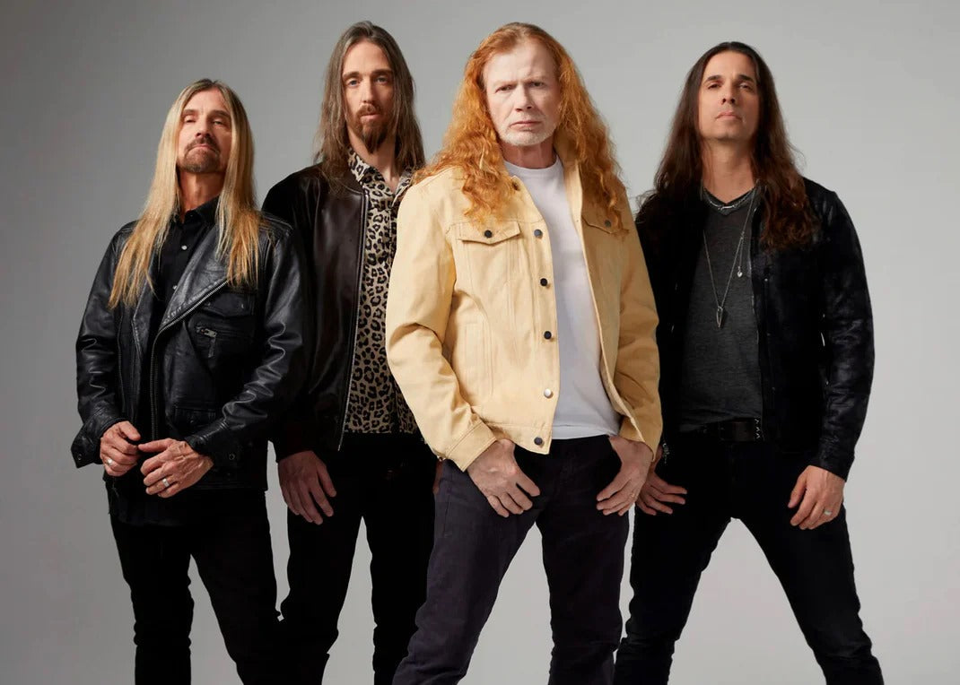 Megadeth shirts for sale inspired by the iconic thrash metal band members in stylish outfits