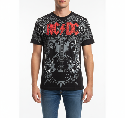 Rebelchords AC DC Black Ice Tour 2008 Short Sleeves Graphic Tee