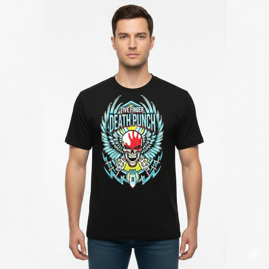 Rebelchords Five Finger Death Punch T-Shirt with Skull Design
