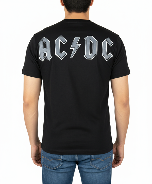 AC DC Black Ice t-shirt featuring bold logo design on the back in black color