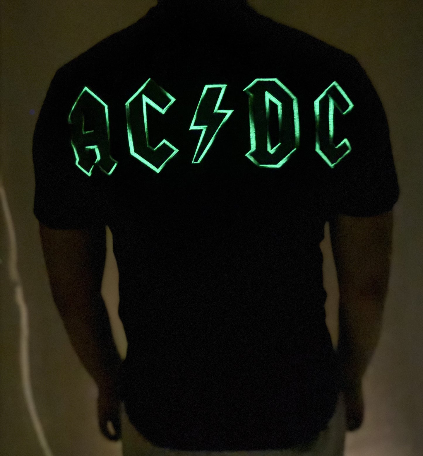 AC DC Black Ice t-shirt with glow-in-the-dark lettering for rock music fans