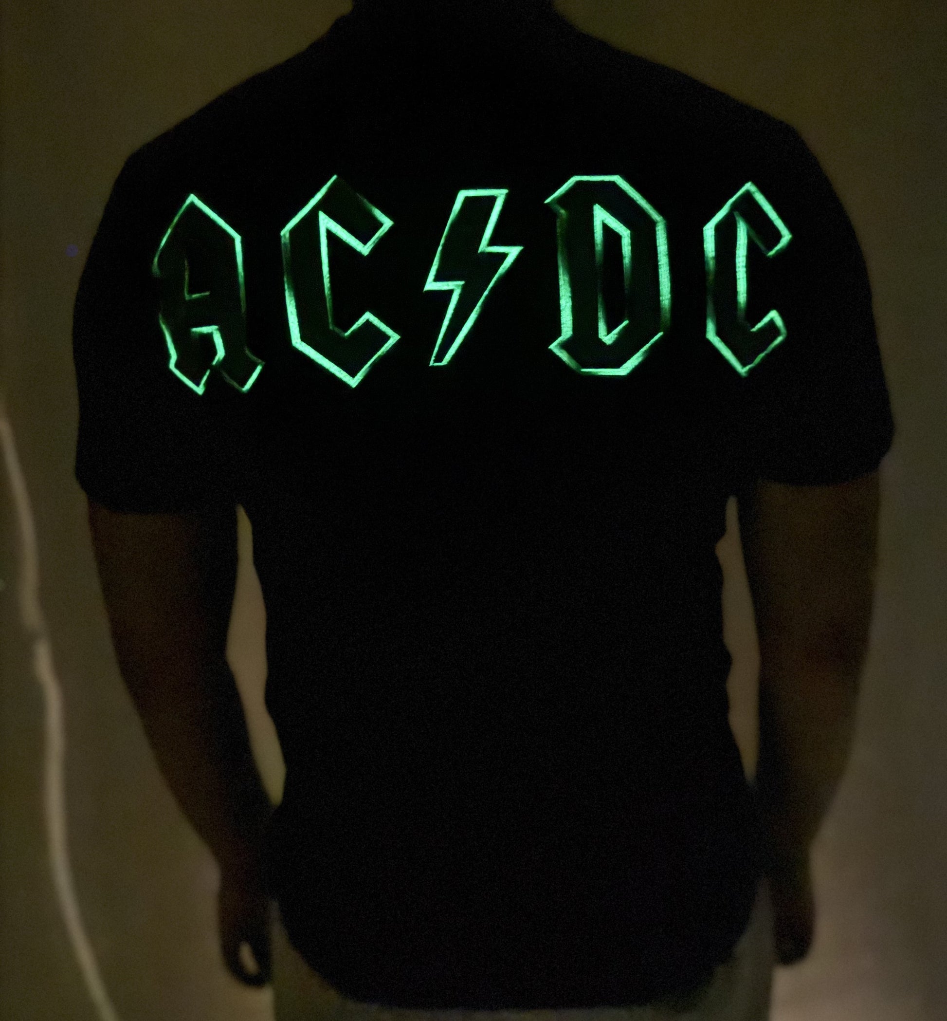 AC DC Black Ice t-shirt with glow-in-the-dark lettering for rock music fans