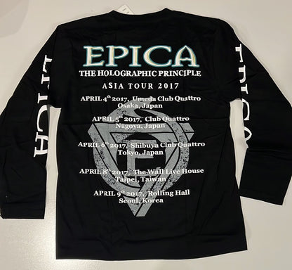 Black long sleeve Epica tour shirt 2017 featuring concert dates and locations on the back