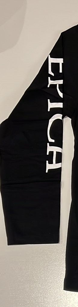 Black sleeve of Epica tour shirt 2017 featuring bold white text on the arm