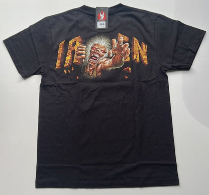 Black Iron Maiden The Trooper shirt featuring graphic of Eddie character reaching out on back