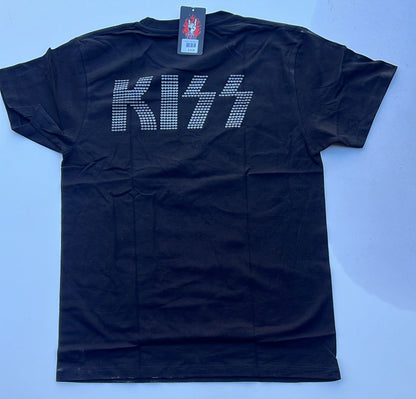 Black Rebelchords Kiss 30th Anniversary shirt with studded KISS logo on the back