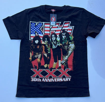 Rebelchords Kiss 30th Anniversary shirt featuring band members and American flag design