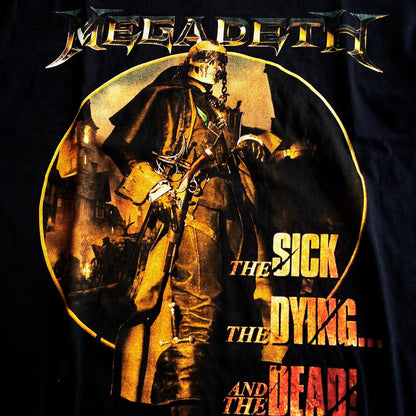 Megadeth Sick Dying Dead shirt featuring a graphic of a skeleton in a dark setting