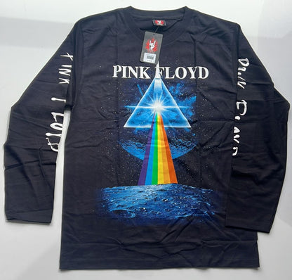 Black long sleeve Rebelchords t-shirt featuring Pink Floyd Dark Side of the Moon album prism design
