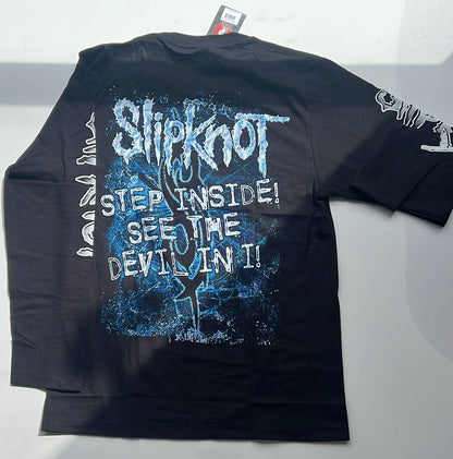 Rebelchords Slipknot The Devil in I shirt featuring a striking graphic design on a black background